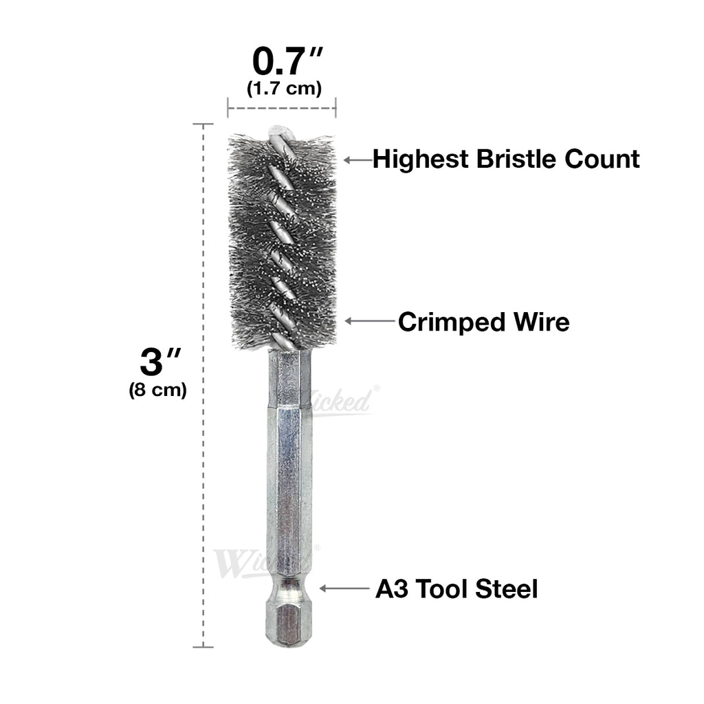 WICKED ID Copper Tube Pipe Fitting Cleaner Wire Bore Replacement Brushes (1/2") - Wicked Tools USA