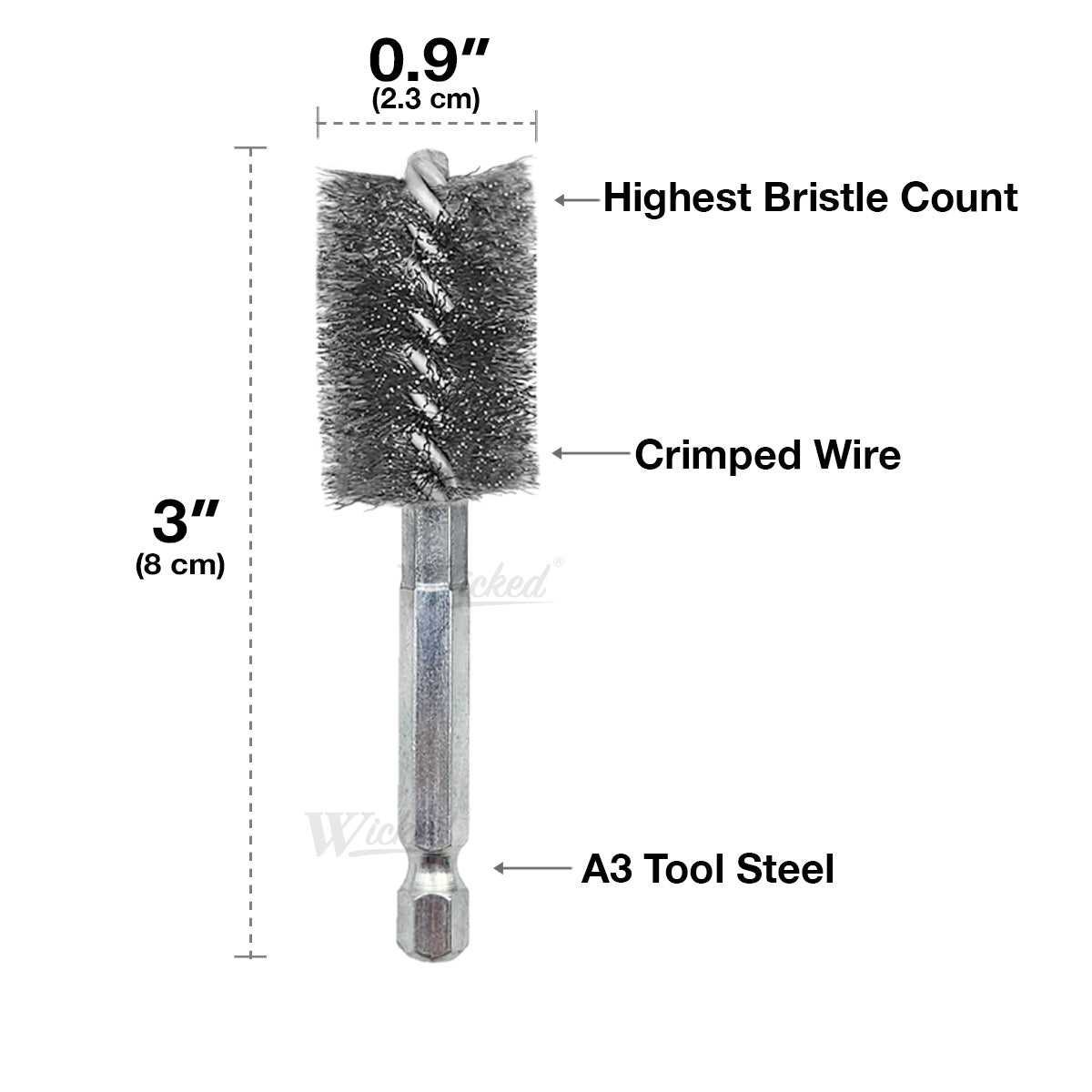 WICKED ID Copper Pipe Fitting Cleaner Wire Bore Replacement Brushes (3/4") - Wicked Tools USA