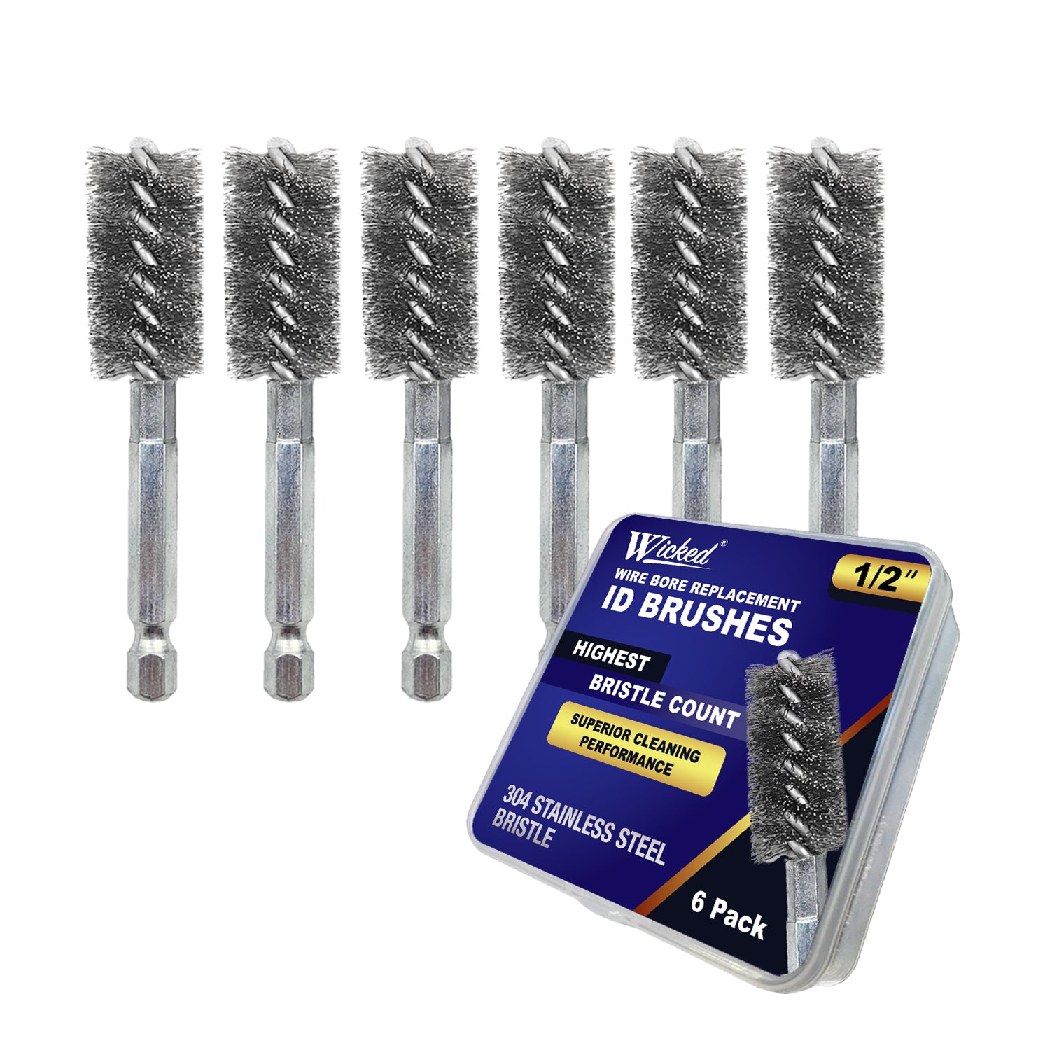 WICKED ID Copper Tube Pipe Fitting Cleaner Wire Bore Replacement Brushes (1/2") - Wicked Tools USA