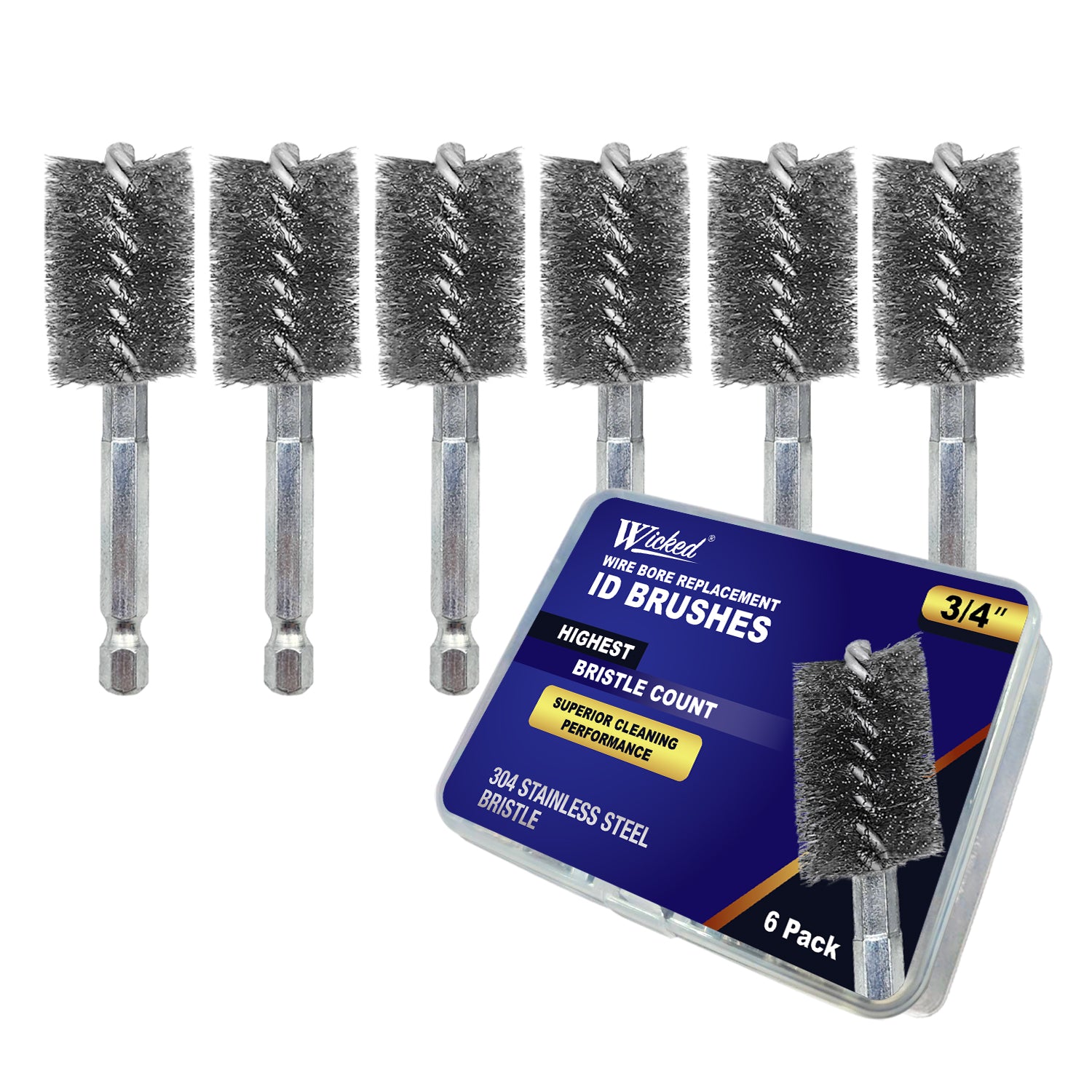 WICKED ID Copper Pipe Fitting Cleaner Wire Bore Replacement Brushes (3/4") - Wicked Tools USA