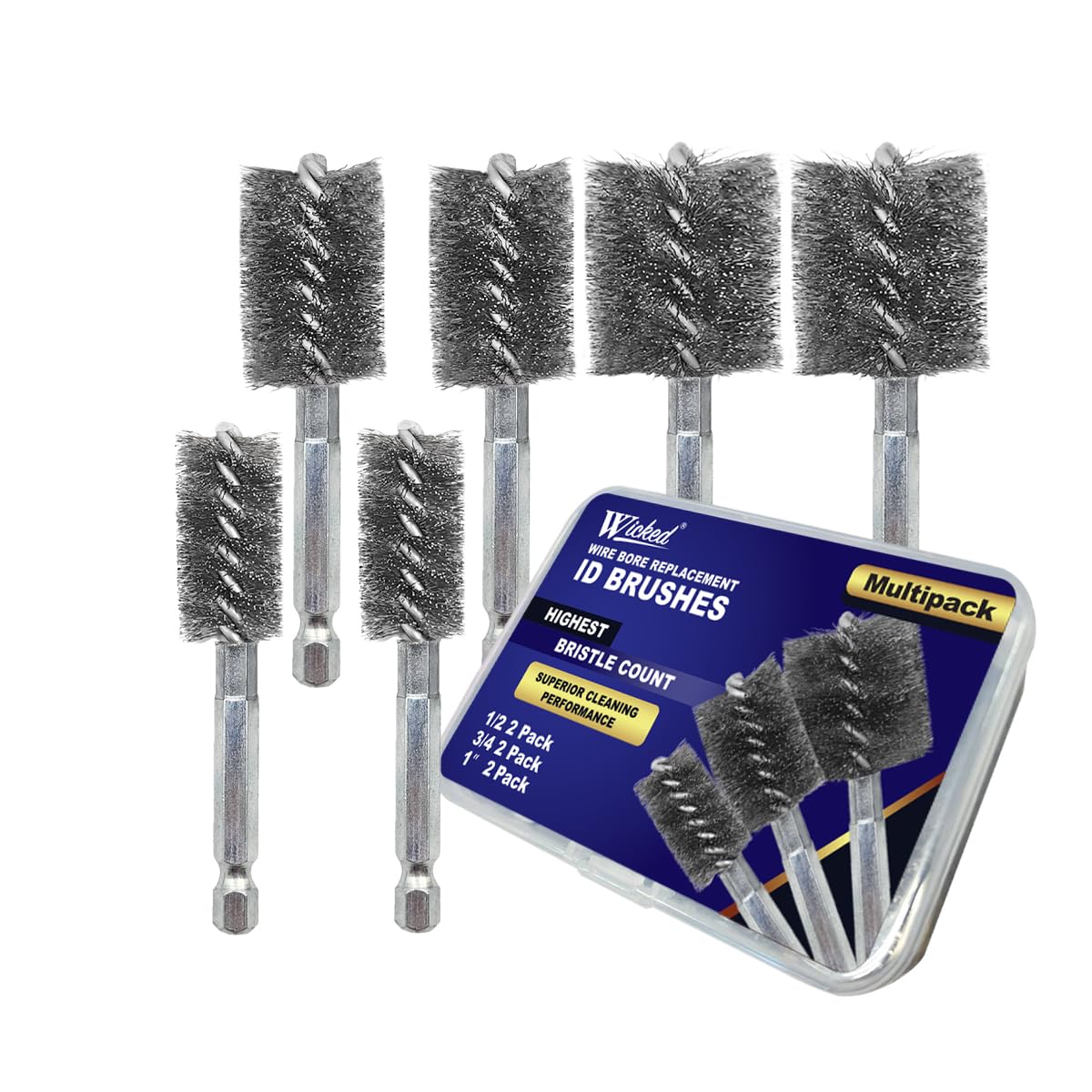 WICKED ID Copper Tube Pipe Cleaner Replacement Brushes (Multi-Pack) ½” & ¾ & 1” - Wicked Tools USA